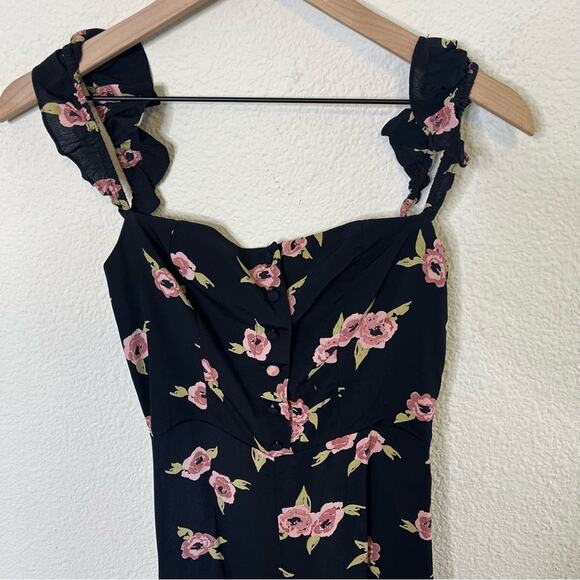 Flynn Skye x Urban Outfitters Bardot Black Floral Button-Down Jumpsuit Size S - Picture 7 of 11
